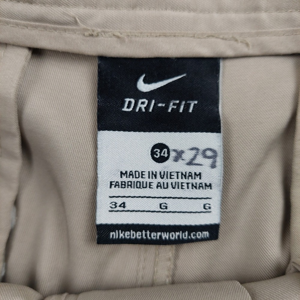 Nike Dri-FIT Golf Pants Mens 34x29 Tan Khaki Stretch Performance Trousers - Picture 4 of 8